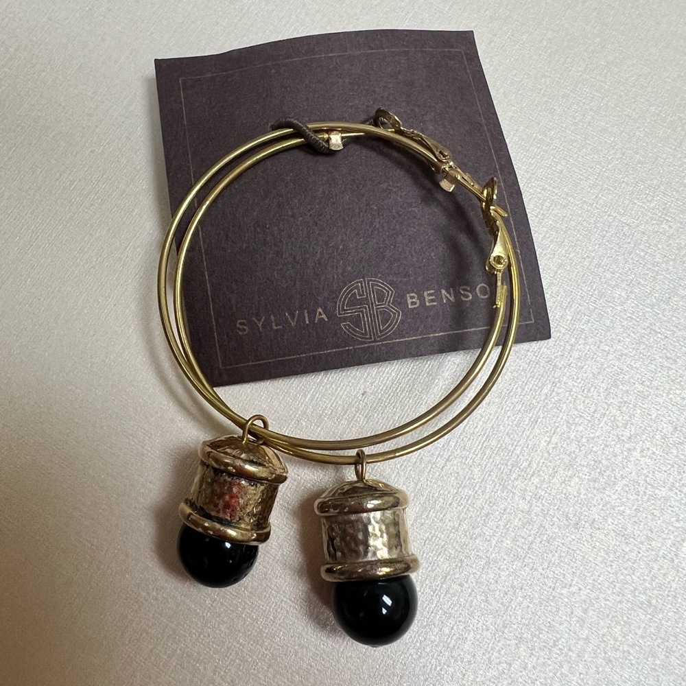 Sylvia Benson Porter Hoop with Black Onyx Stone